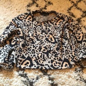 Topshop Petite Leopard Print Crop Sweater Sz 4